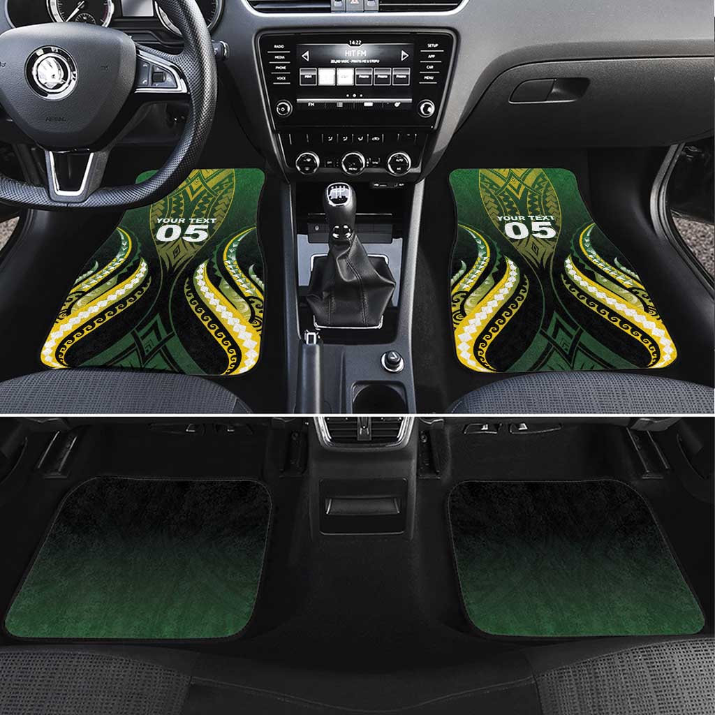 Custom Cook Islands Rugby Car Mats Unique Style Black Version - Polynesian Pride
