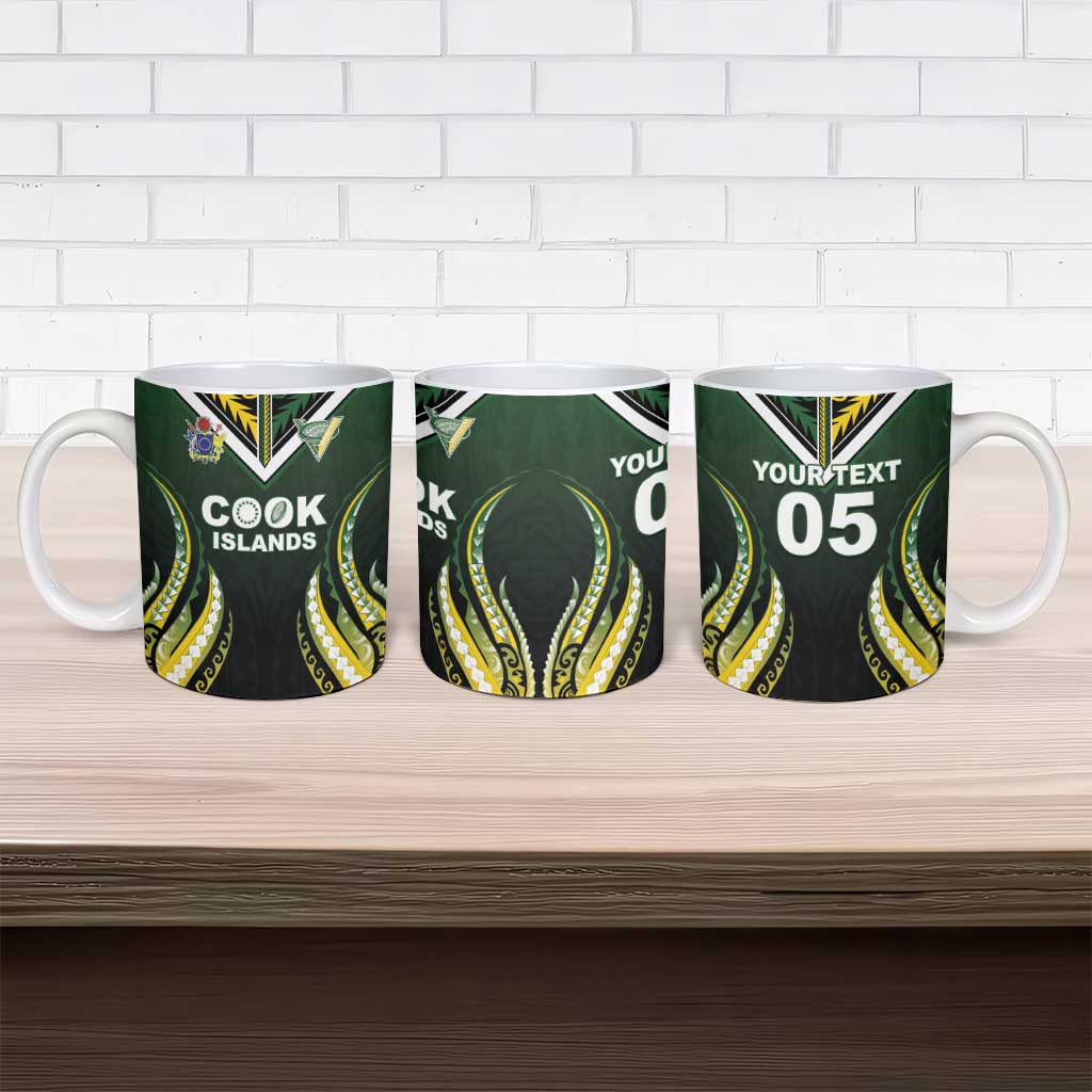 Custom Cook Islands Rugby Ceramic Mug Unique Style Black Version - Polynesian Pride