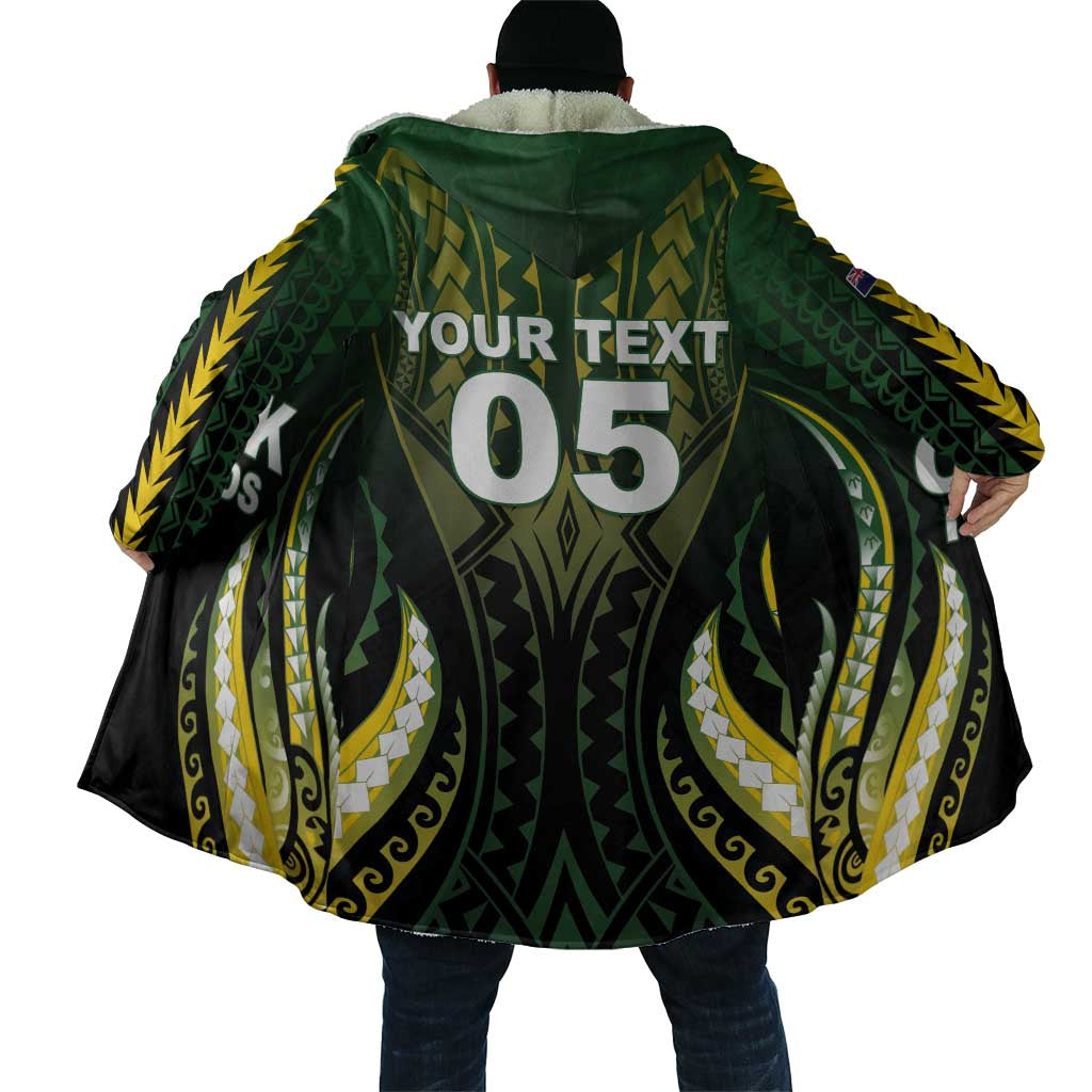 Custom Cook Islands Rugby Cloak Unique Style Black Version - Polynesian Pride