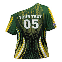 Custom Cook Islands Rugby Cross Shoulder Shirt Unique Style Black Version - Polynesian Pride
