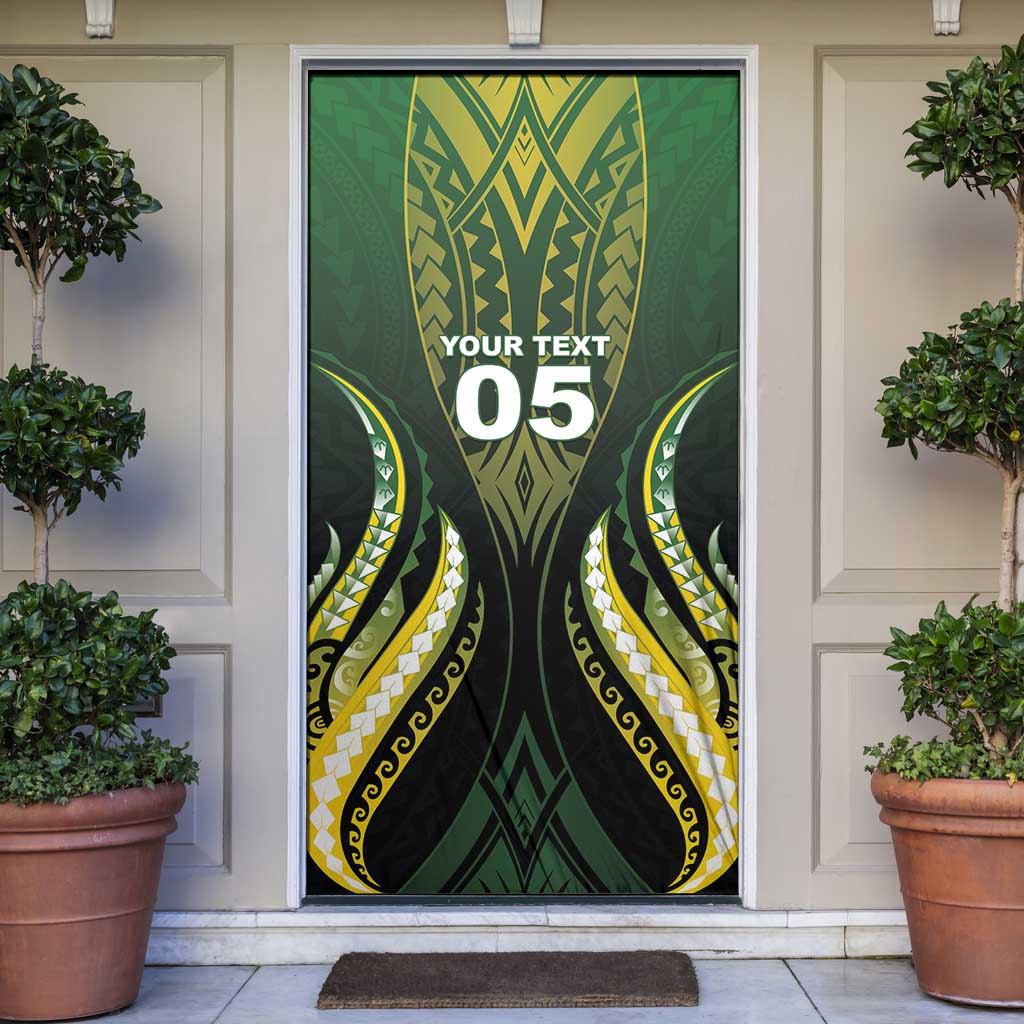 Custom Cook Islands Rugby Door Cover Unique Style Black Version - Polynesian Pride