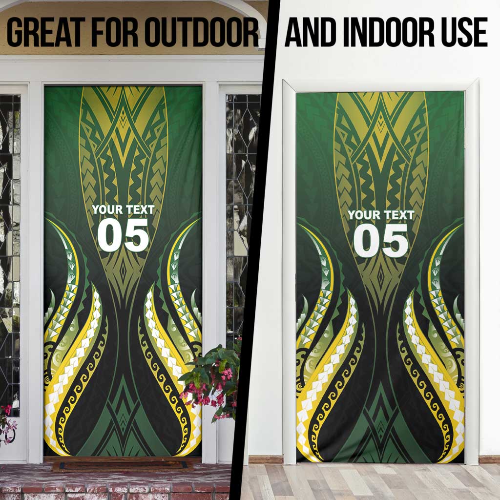 Custom Cook Islands Rugby Door Cover Unique Style Black Version - Polynesian Pride