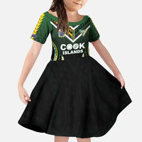 Custom Cook Islands Rugby Family Matching Long Sleeve Bodycon Dress and Hawaiian Shirt Unique Style Black Version - Polynesian Pride