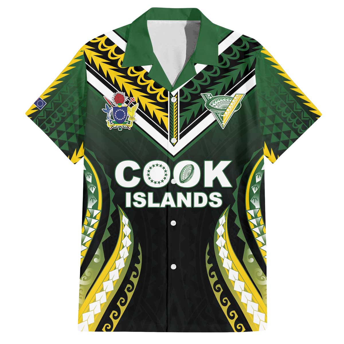 Custom Cook Islands Rugby Family Matching Off The Shoulder Long Sleeve Dress and Hawaiian Shirt Unique Style Black Version - Polynesian Pride