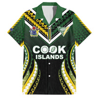 Custom Cook Islands Rugby Family Matching Off The Shoulder Long Sleeve Dress and Hawaiian Shirt Unique Style Black Version - Polynesian Pride
