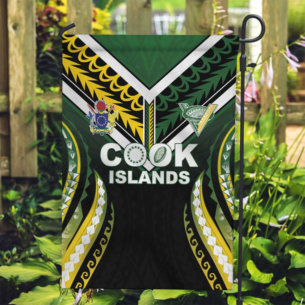 Cook Islands Rugby Garden Flag Unique Style Black Version - Polynesian Pride