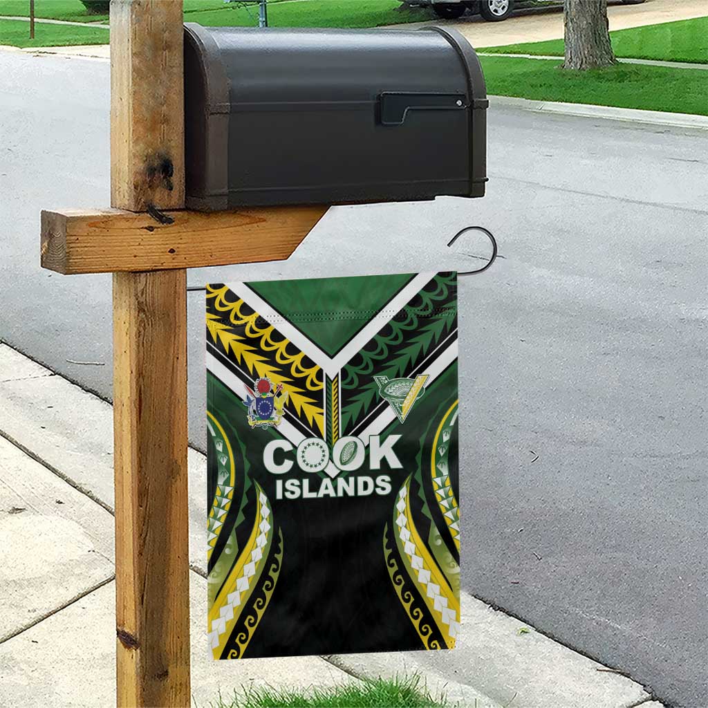 Cook Islands Rugby Garden Flag Unique Style Black Version - Polynesian Pride