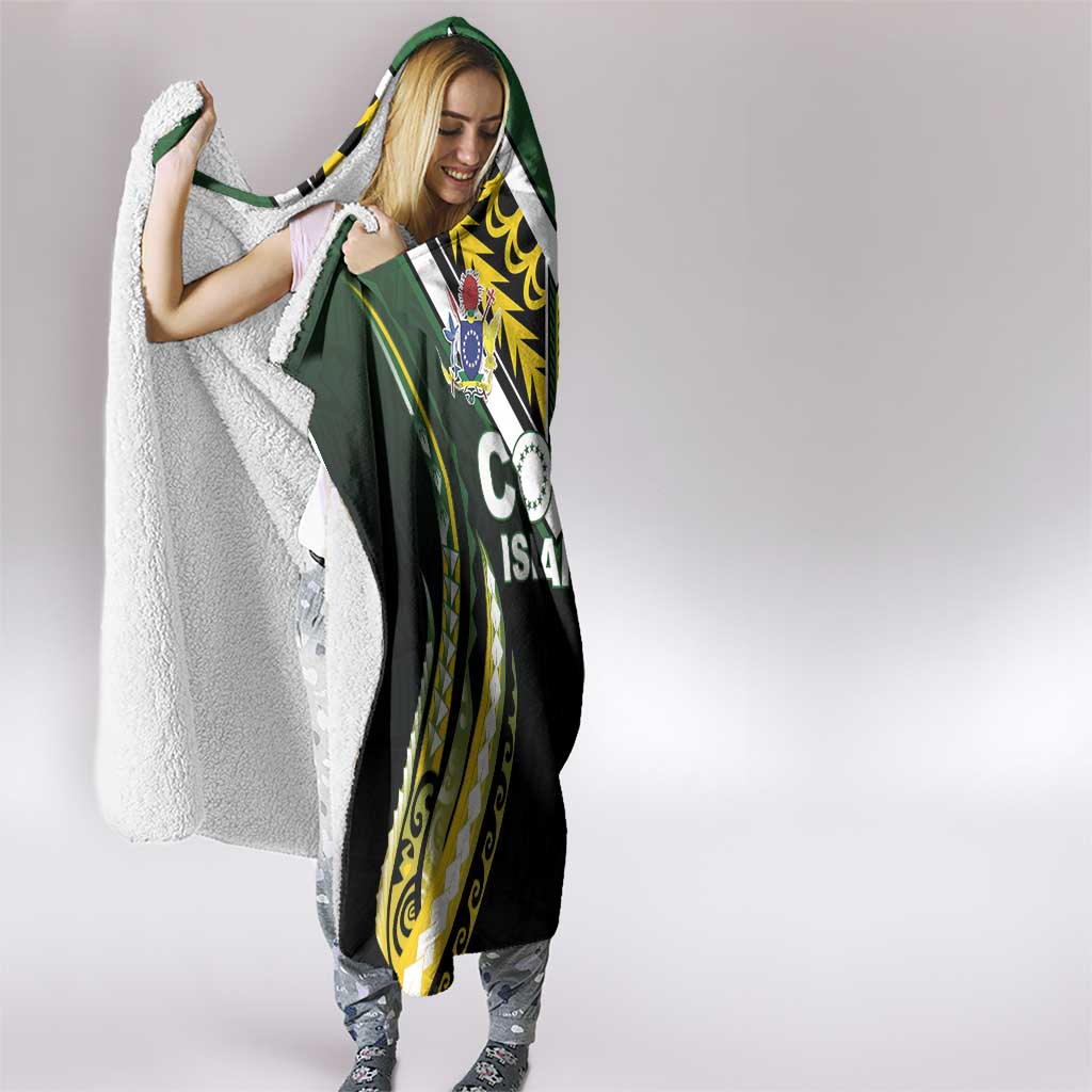 Cook Islands Rugby Hooded Blanket Unique Style Black Version - Polynesian Pride