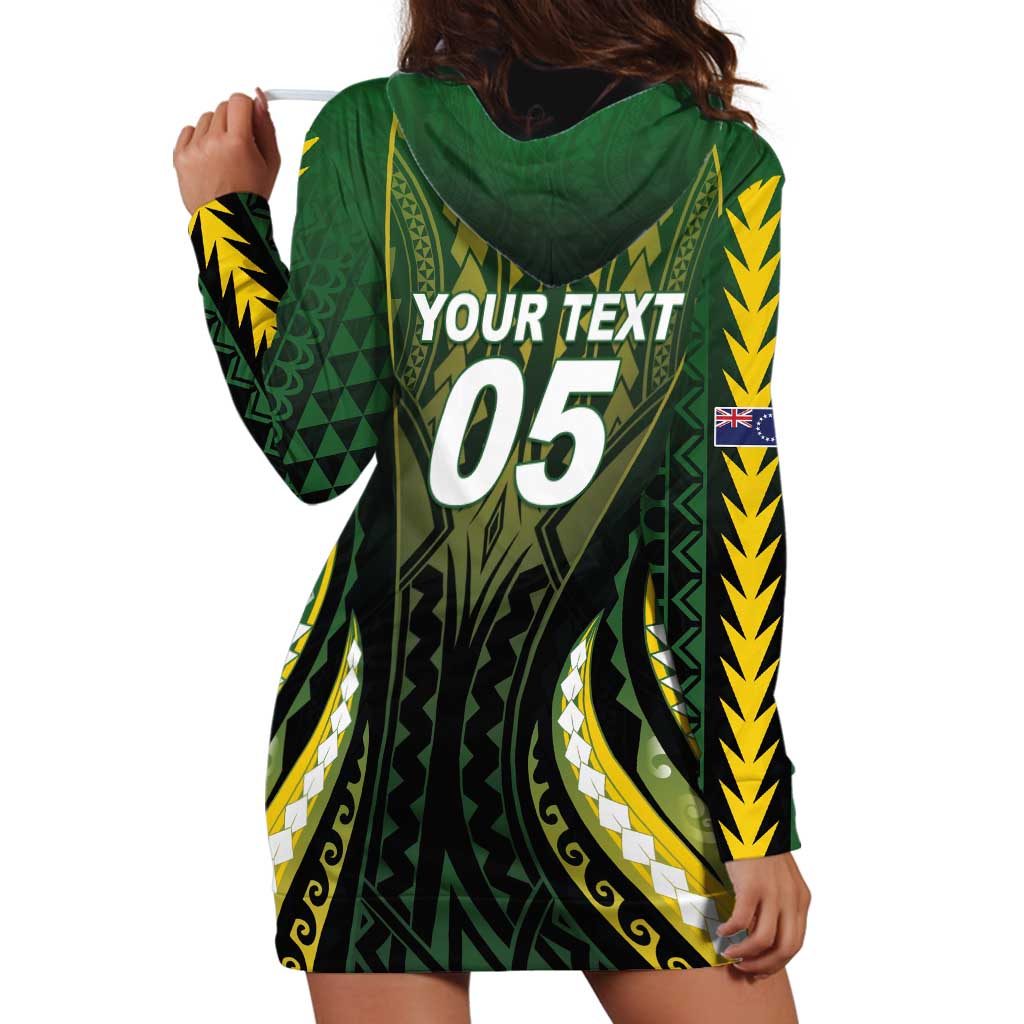 Custom Cook Islands Rugby Hoodie Dress Unique Style Black Version - Polynesian Pride