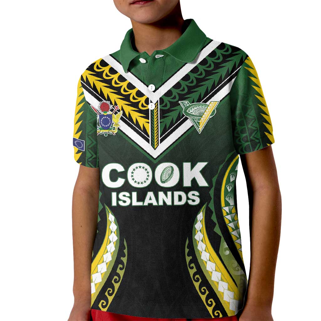 Custom Cook Islands Rugby Kid Polo Shirt Unique Style Black Version - Polynesian Pride