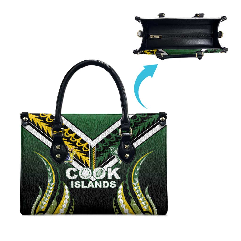 Cook Islands Rugby Leather Bag Unique Style Black Version - Polynesian Pride