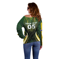 Custom Cook Islands Rugby Off Shoulder Sweater Unique Style Black Version - Polynesian Pride