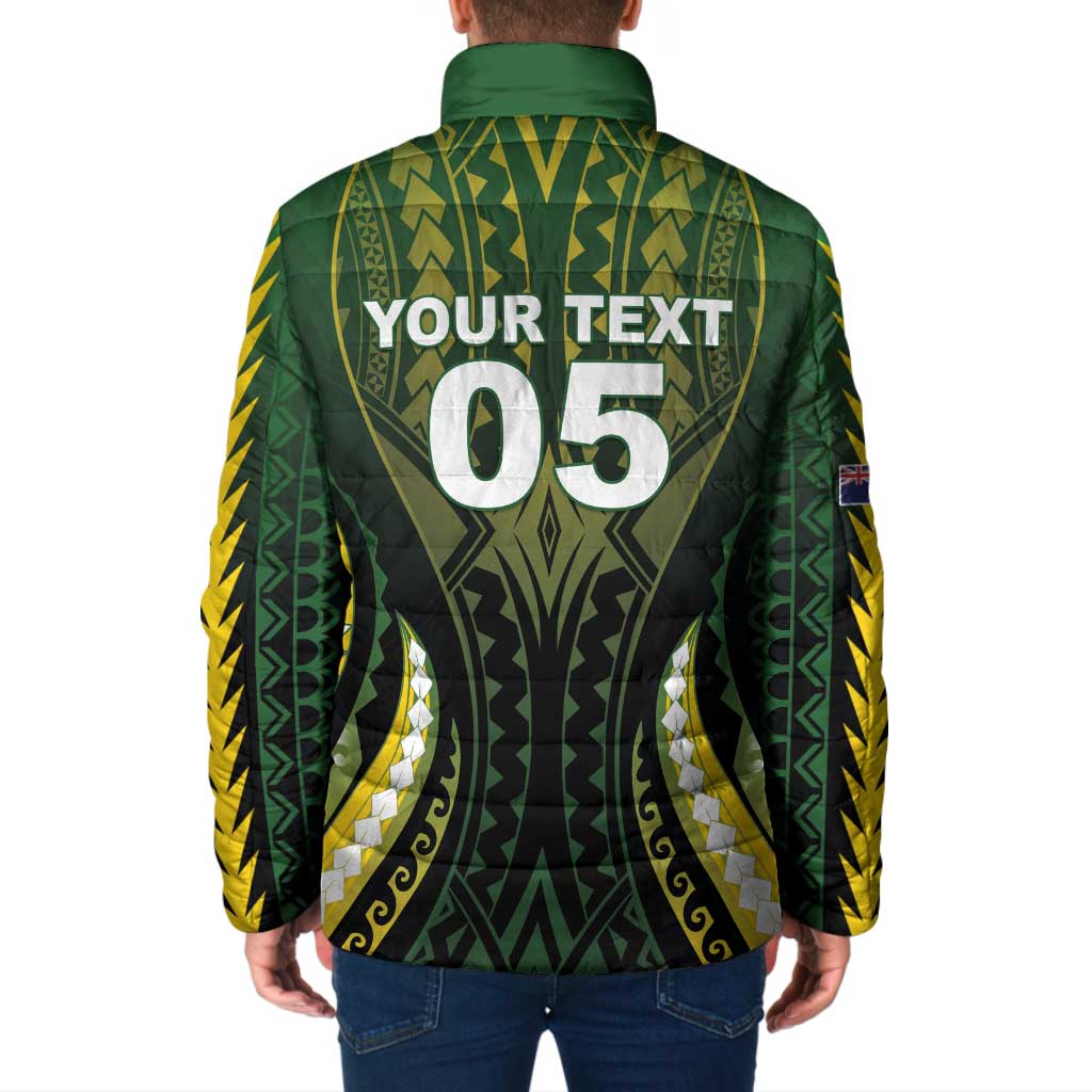Custom Cook Islands Rugby Padded Jacket Unique Style Black Version - Polynesian Pride