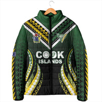 Custom Cook Islands Rugby Padded Jacket Unique Style Black Version - Polynesian Pride