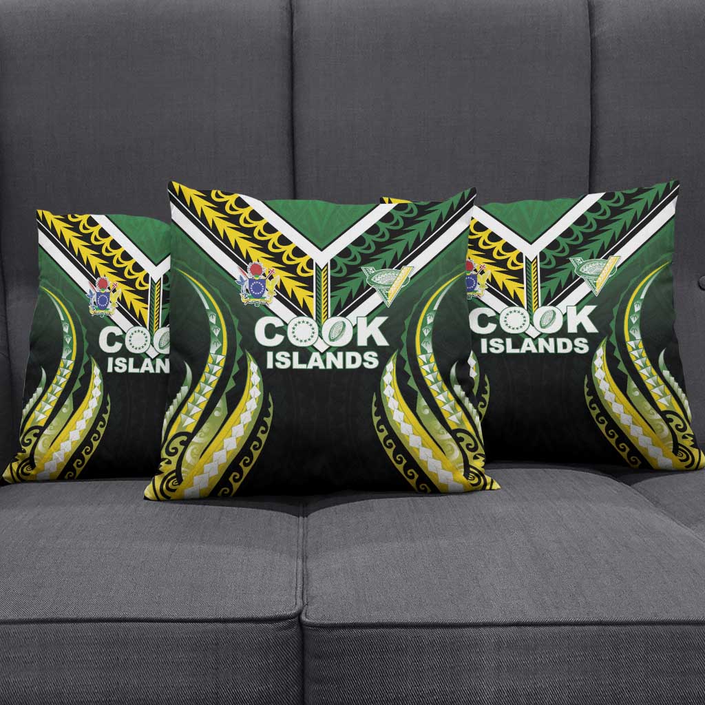 Cook Islands Rugby Pillow Cover Unique Style Black Version - Polynesian Pride