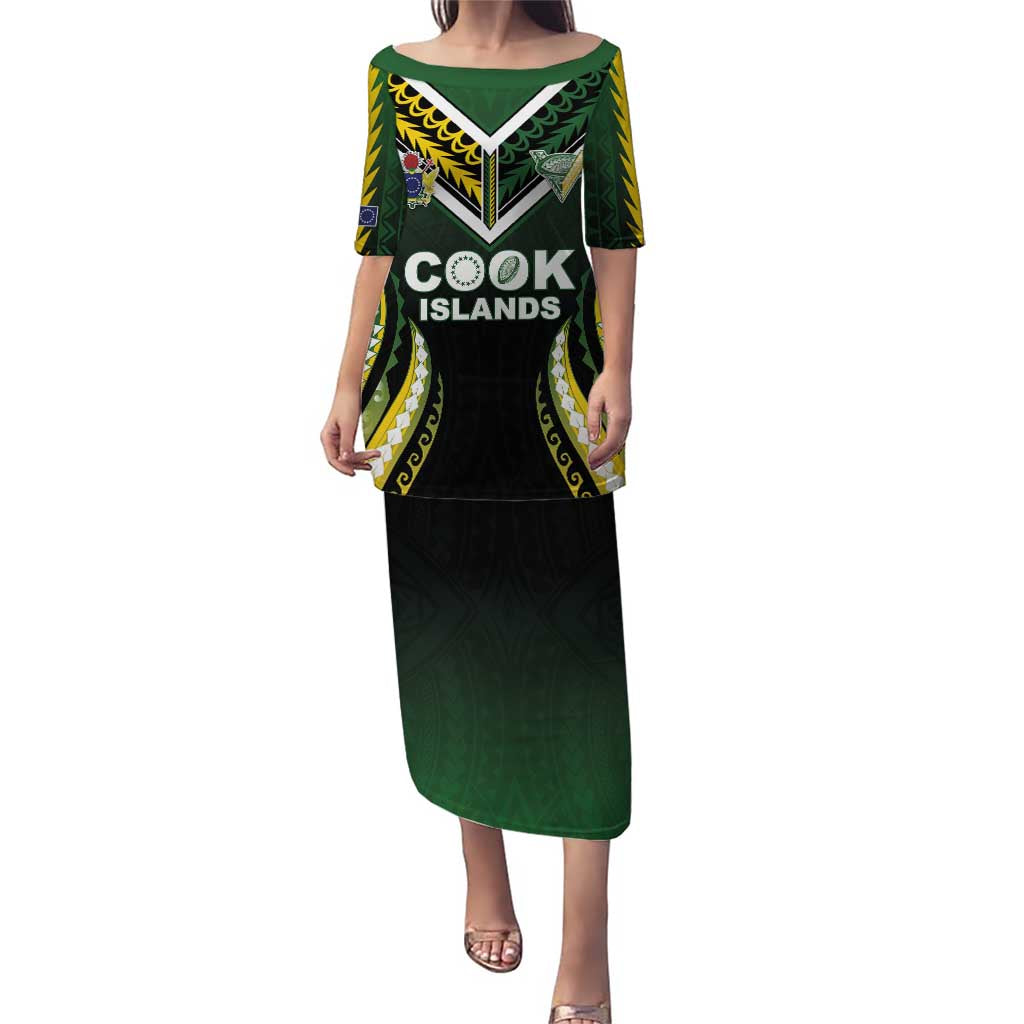 Custom Cook Islands Rugby Puletasi Unique Style Black Version - Polynesian Pride