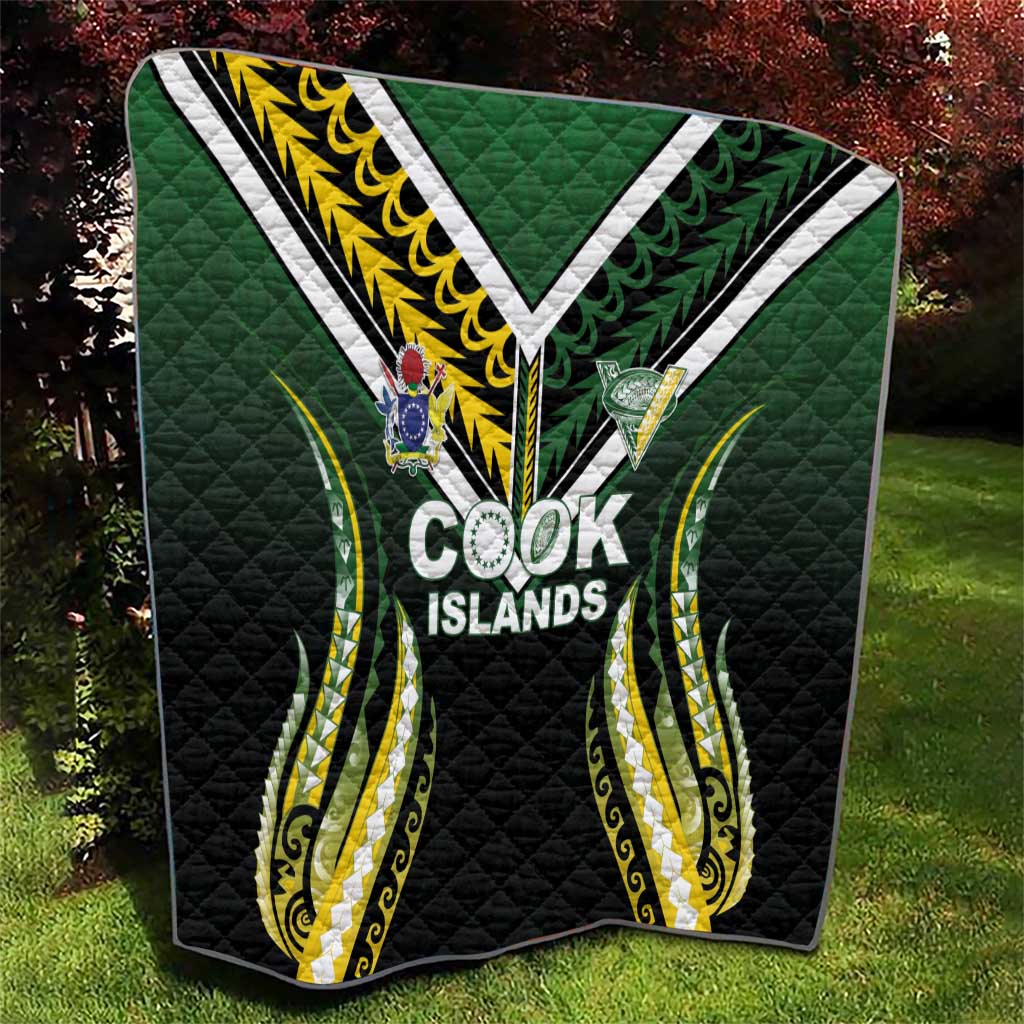 Cook Islands Rugby Quilt Unique Style Black Version - Polynesian Pride