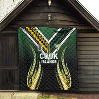 Cook Islands Rugby Quilt Unique Style Black Version - Polynesian Pride