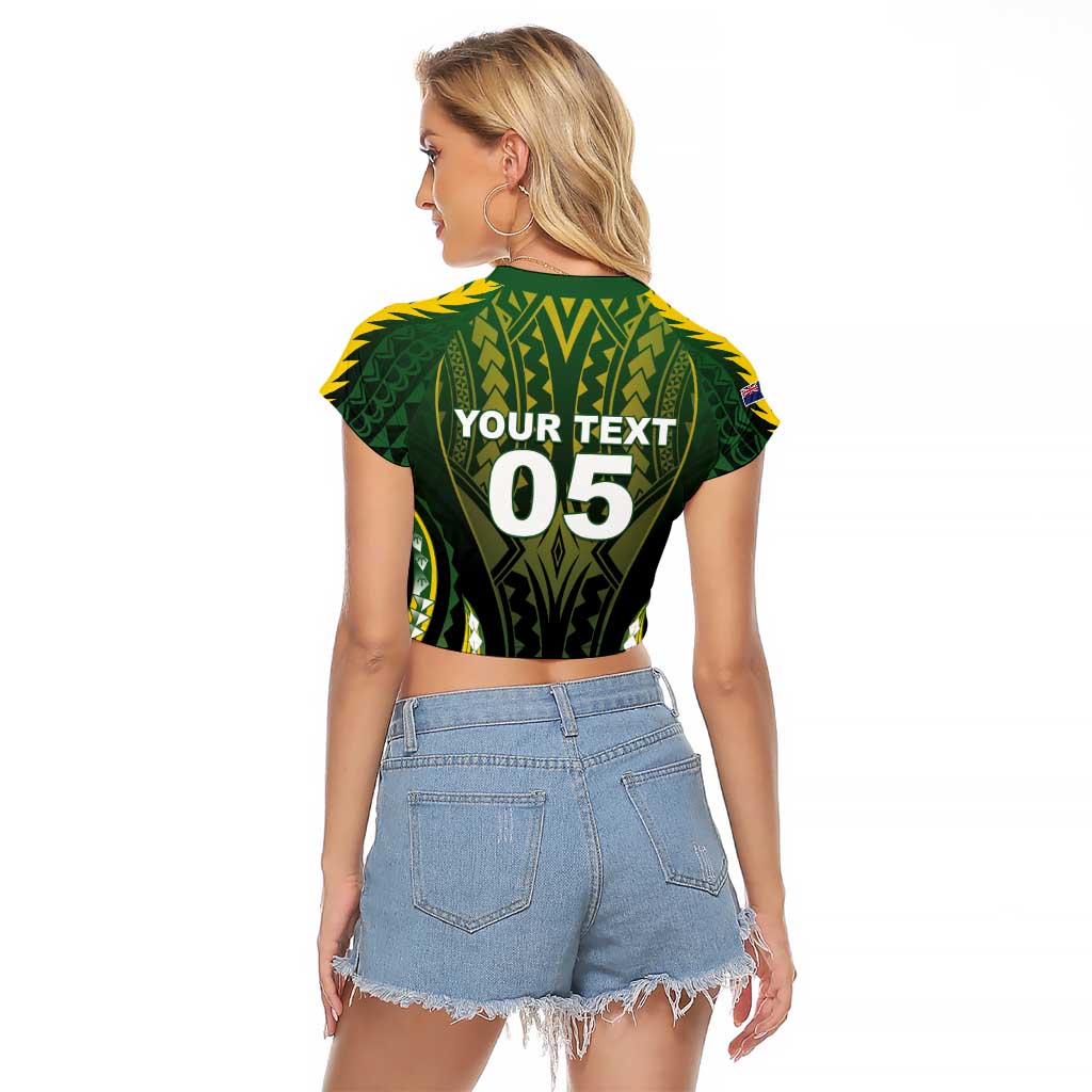 Custom Cook Islands Rugby Raglan Cropped T Shirt Unique Style Black Version - Polynesian Pride