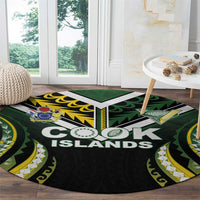 Cook Islands Rugby Round Carpet Unique Style Black Version - Polynesian Pride