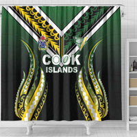 Cook Islands Rugby Shower Curtain Unique Style Black Version - Polynesian Pride