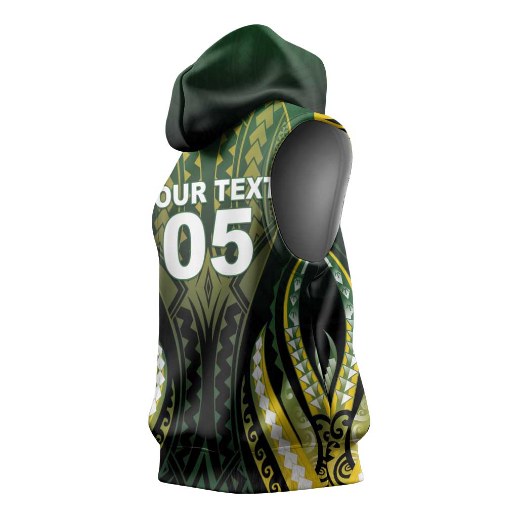 Custom Cook Islands Rugby Sleeveless Hoodie Unique Style Black Version - Polynesian Pride