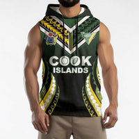 Custom Cook Islands Rugby Sleeveless Hoodie Unique Style Black Version - Polynesian Pride