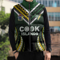 Custom Cook Islands Rugby Sleeveless Puffer Jacket Unique Style Black Version - Polynesian Pride