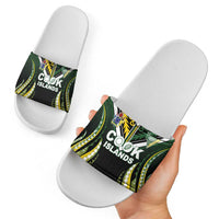 Cook Islands Rugby Slide Sandals Unique Style Black Version - Polynesian Pride