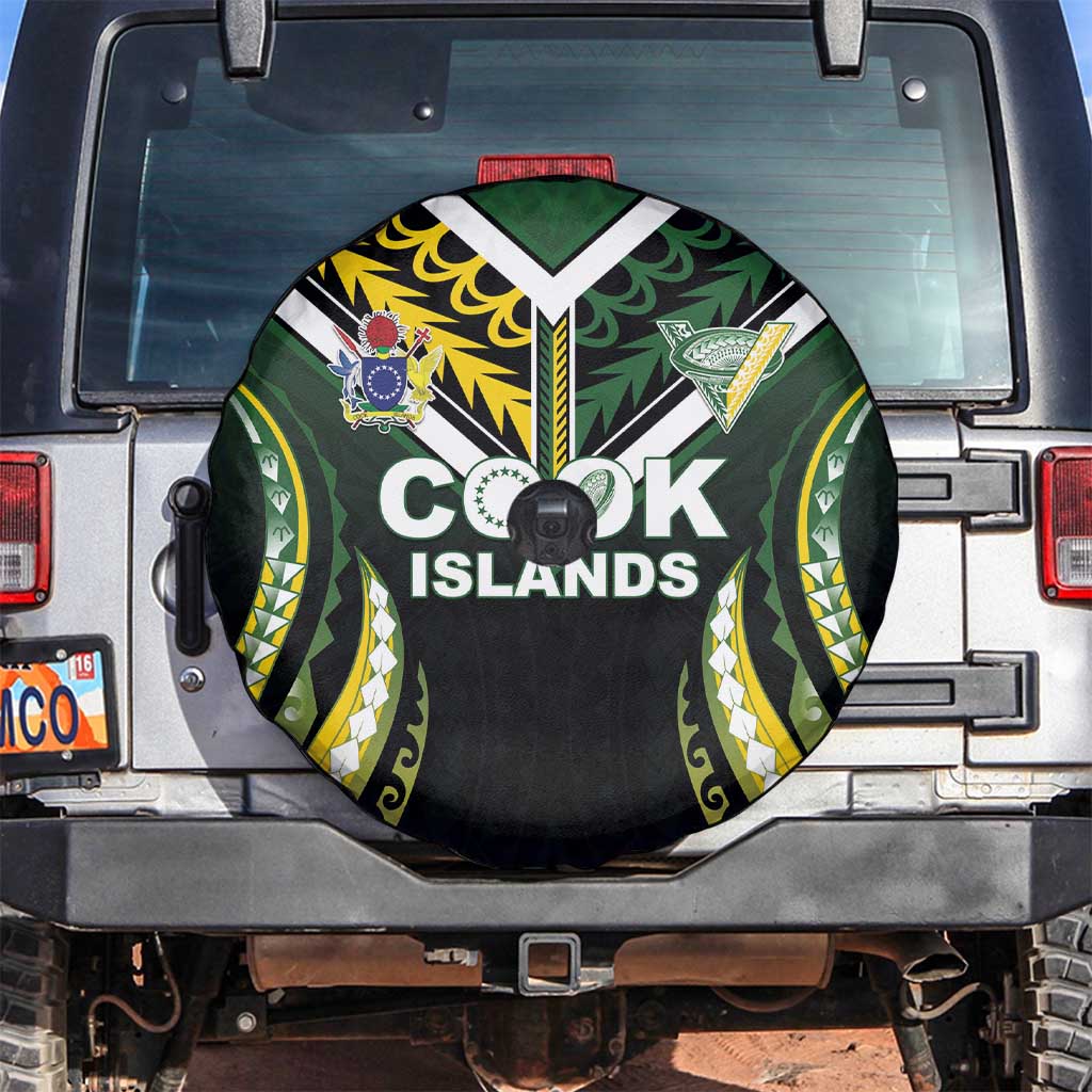 Cook Islands Rugby Spare Tire Cover Unique Style Black Version - Polynesian Pride