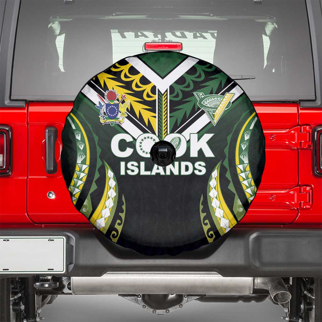Cook Islands Rugby Spare Tire Cover Unique Style Black Version - Polynesian Pride