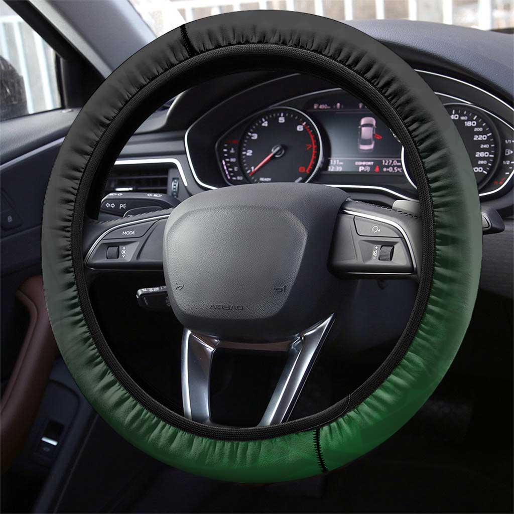 Cook Islands Rugby Steering Wheel Cover Unique Style Black Version - Polynesian Pride