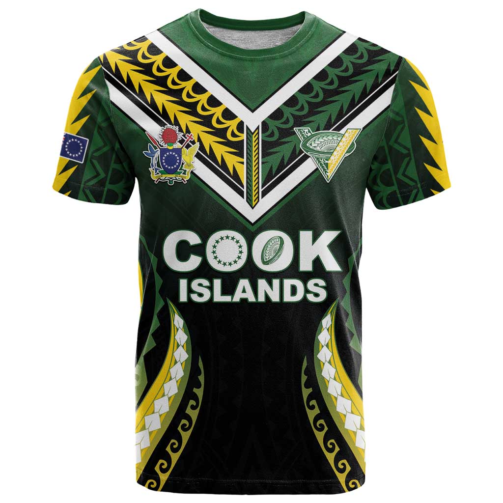 Custom Cook Islands Rugby T Shirt Unique Style Black Version - Polynesian Pride