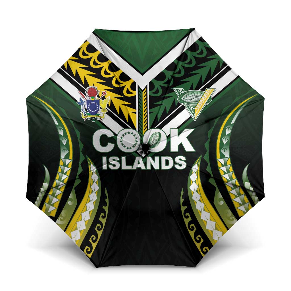 Cook Islands Rugby Umbrella Unique Style Black Version - Polynesian Pride