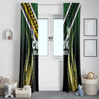 Cook Islands Rugby Window Curtain Unique Style Black Version - Polynesian Pride