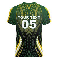 Custom Cook Islands Rugby Women V-Neck T-Shirt Unique Style Black Version - Polynesian Pride