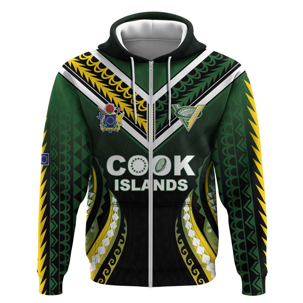 Custom Cook Islands Rugby Zip Hoodie Unique Style Black Version - Polynesian Pride