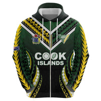 Custom Cook Islands Rugby Zip Hoodie Unique Style Black Version - Polynesian Pride