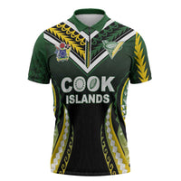 Custom Cook Islands Rugby Zipper Polo Shirt Unique Style Black Version - Polynesian Pride