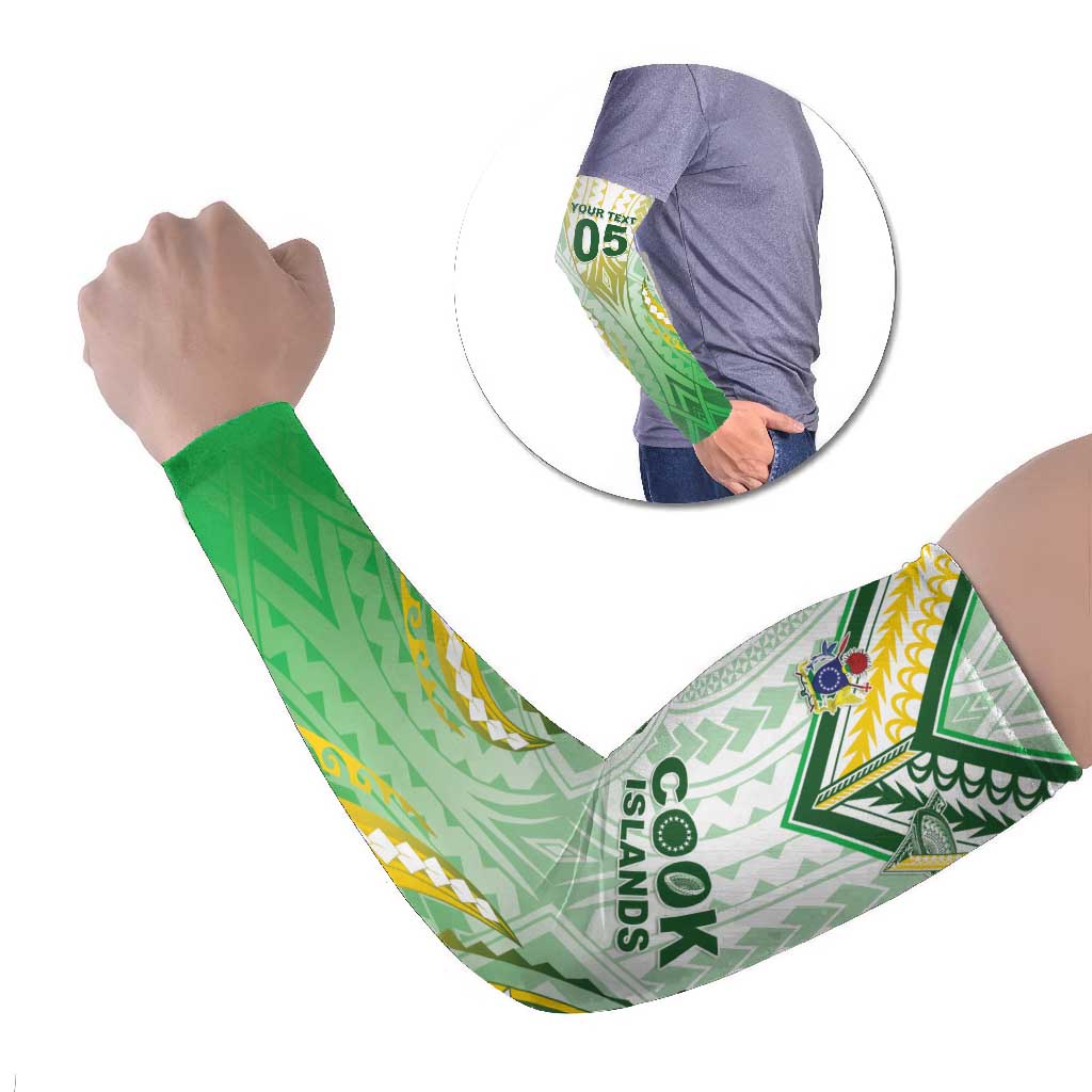 Custom Cook Islands Rugby Arm Sleeves Unique Style White Version - Polynesian Pride