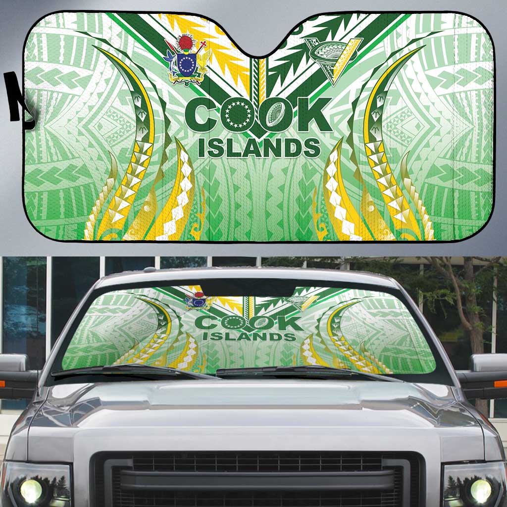 Cook Islands Rugby Auto Sun Shade Unique Style White Version - Polynesian Pride