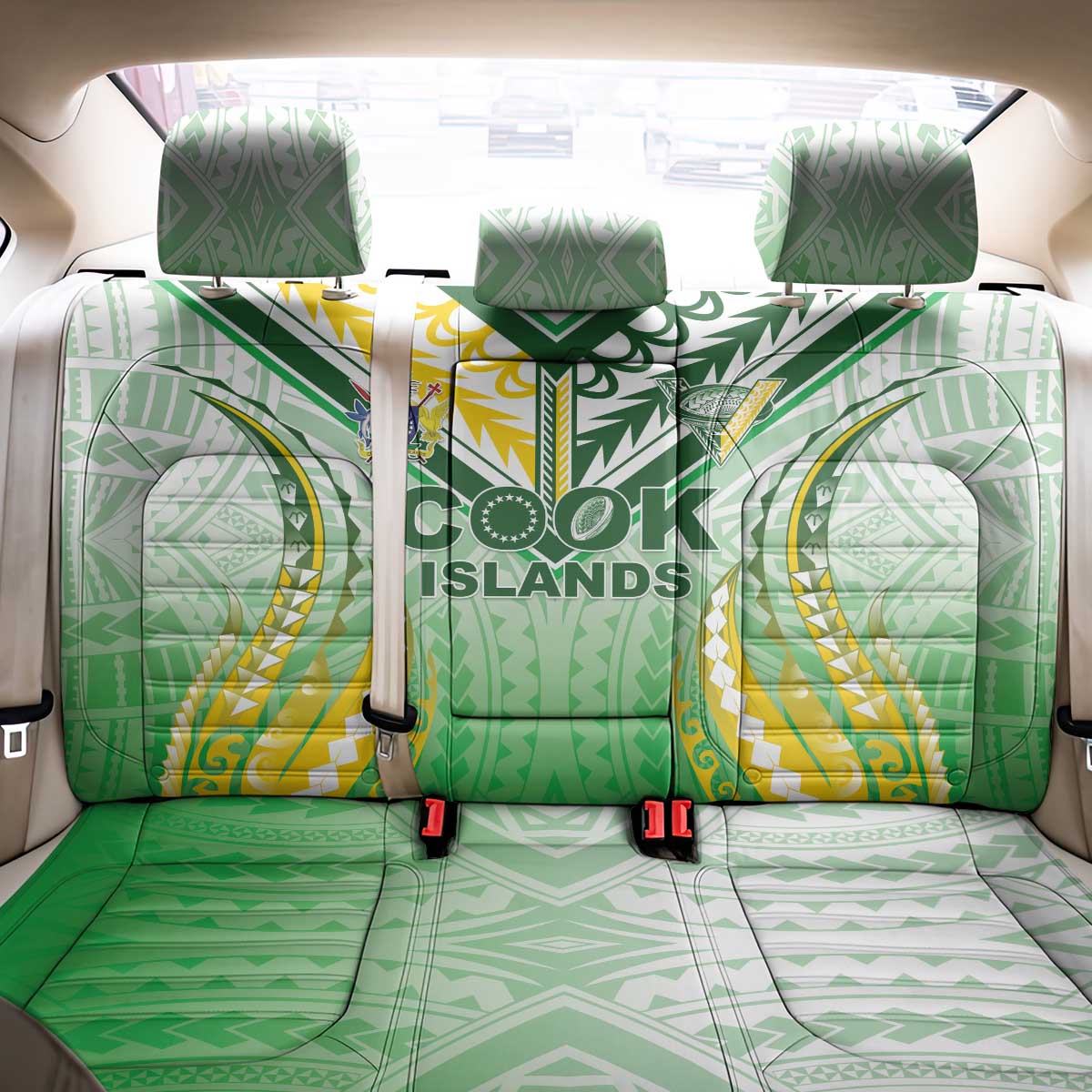 Cook Islands Rugby Back Car Seat Cover Unique Style White Version - Polynesian Pride