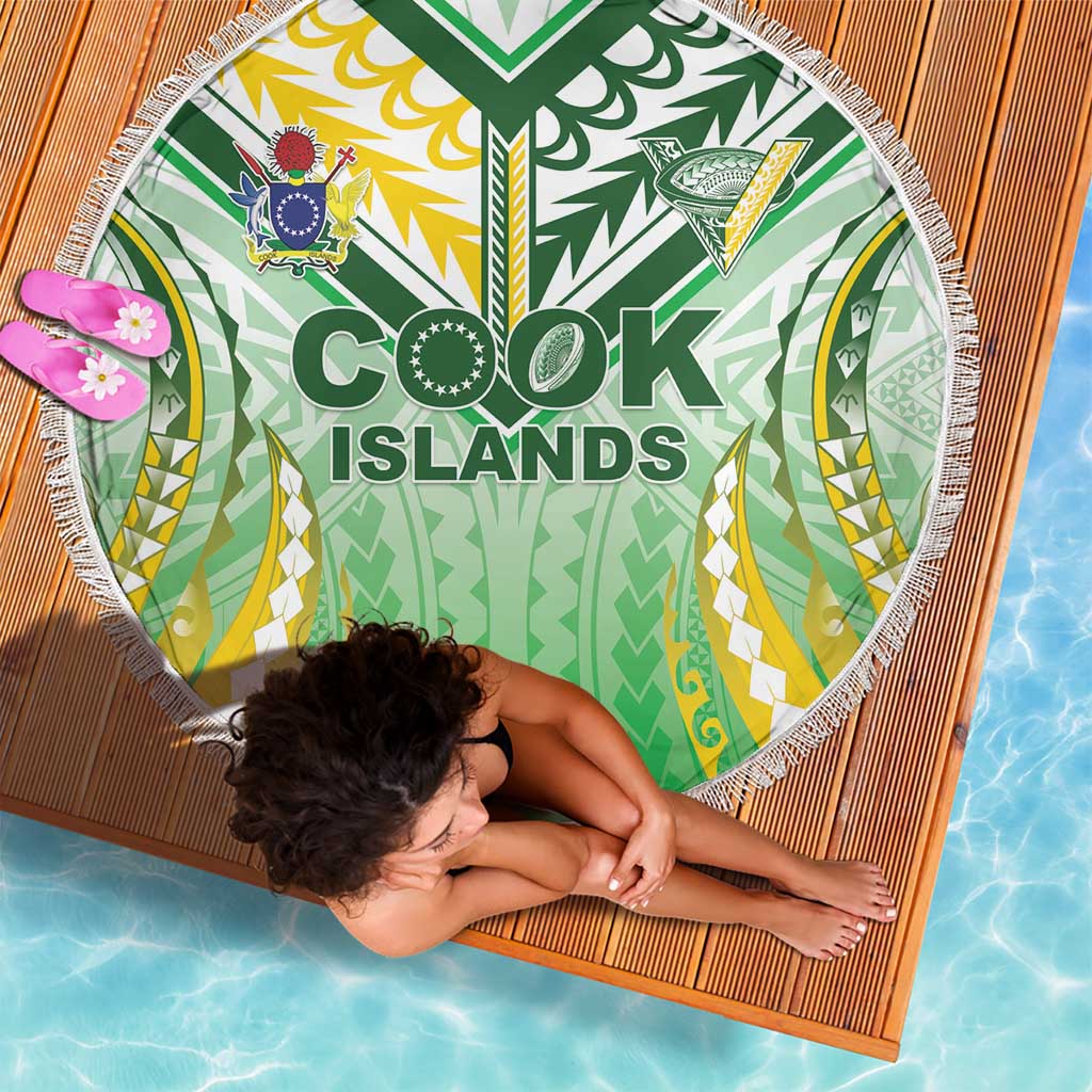 Cook Islands Rugby Beach Blanket Unique Style White Version - Polynesian Pride
