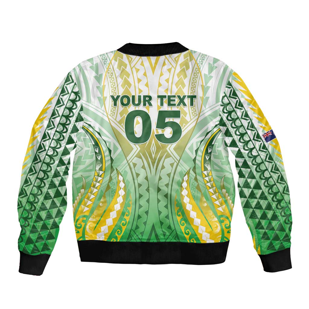 Custom Cook Islands Rugby Bomber Jacket Unique Style White Version - Polynesian Pride