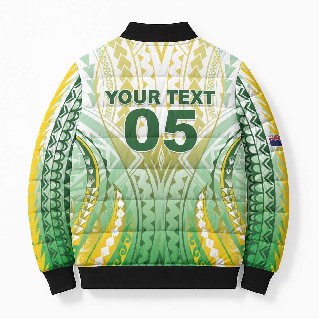 Custom Cook Islands Rugby Bomber Puffer Jacket Unique Style White Version - Polynesian Pride