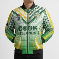 Custom Cook Islands Rugby Bomber Puffer Jacket Unique Style White Version - Polynesian Pride