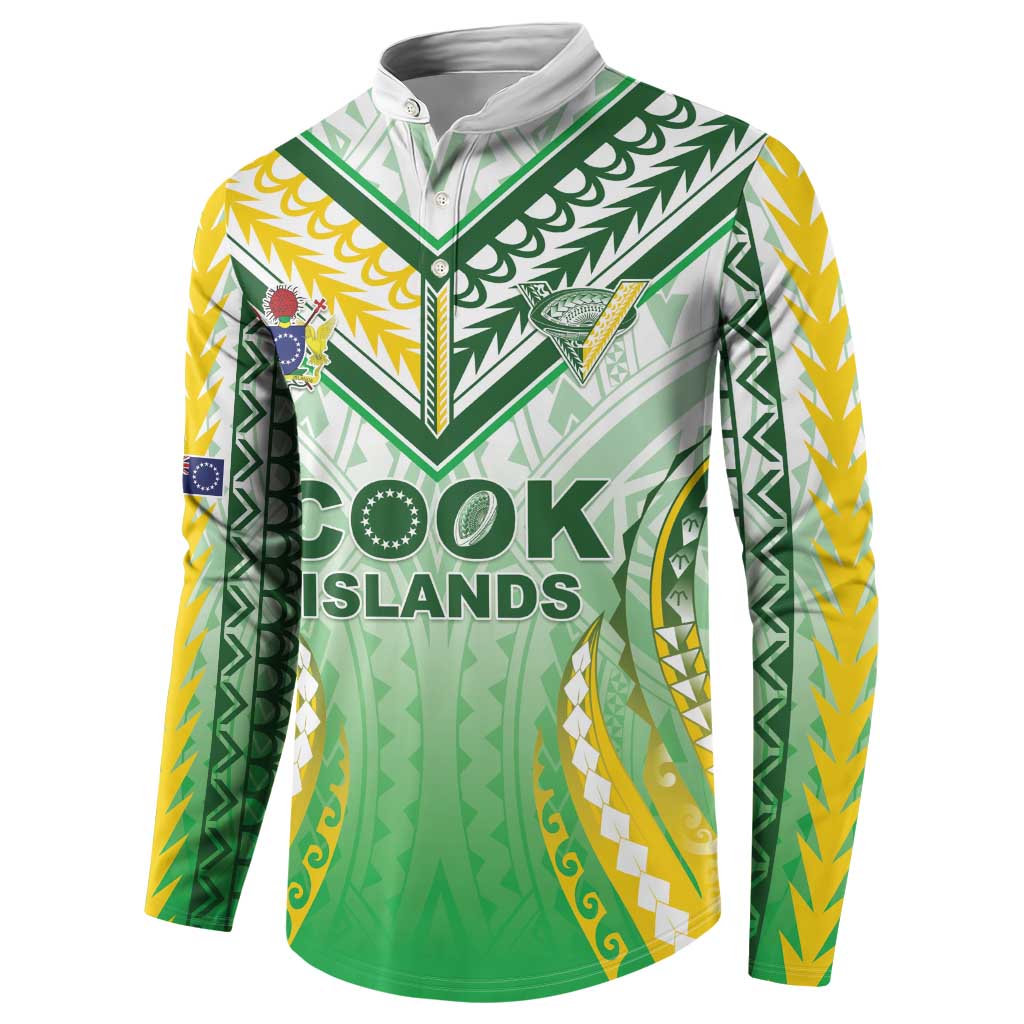 Custom Cook Islands Rugby Button Sweatshirt Unique Style White Version - Polynesian Pride