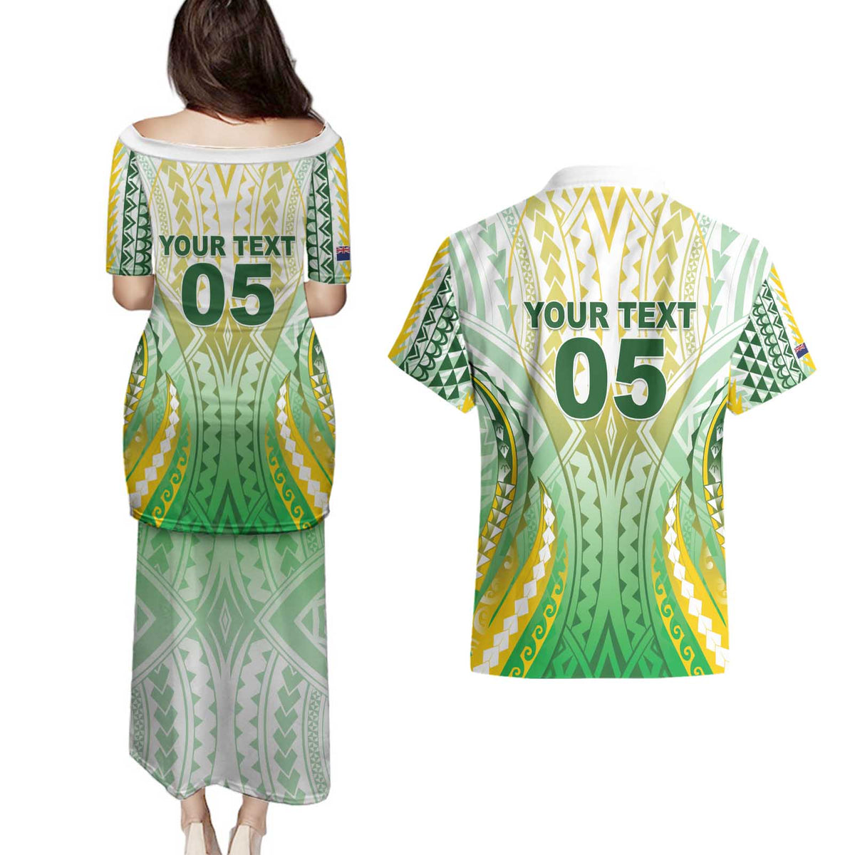 Custom Cook Islands Rugby Couples Matching Puletasi and Hawaiian Shirt Unique Style White Version - Polynesian Pride