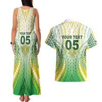 Custom Cook Islands Rugby Couples Matching Tank Maxi Dress and Hawaiian Shirt Unique Style White Version - Polynesian Pride