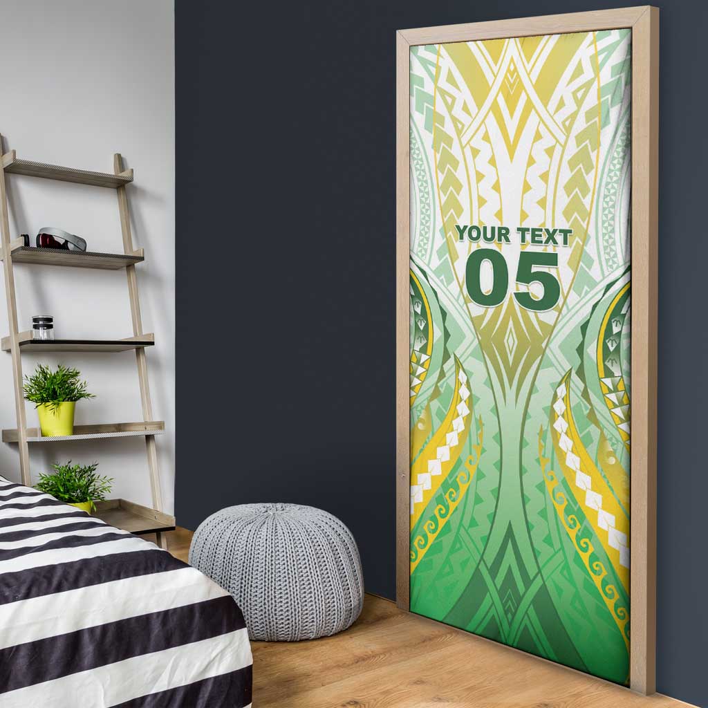 Custom Cook Islands Rugby Door Cover Unique Style White Version - Polynesian Pride